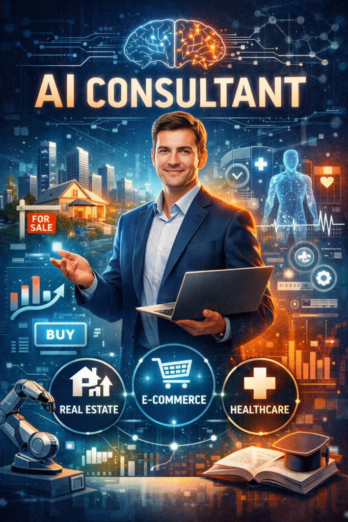 AI Consultant analyzing business data across real estate, e-commerce, and healthcare industries.