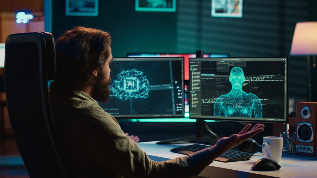 Engineer Spamming Keyboard Keys After Rogue Sentient Ai Blocking Access Pc 1024x576