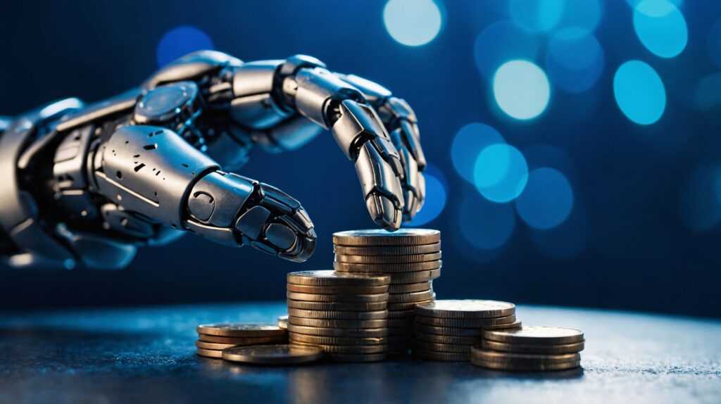 Futuristic Robot Interacting With Money 1 1024x574