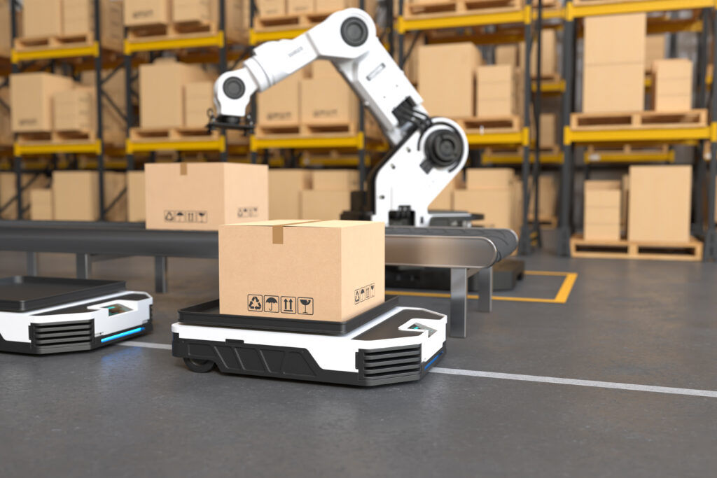 Robot Arm Picks Up Box Autonomous 1024x683