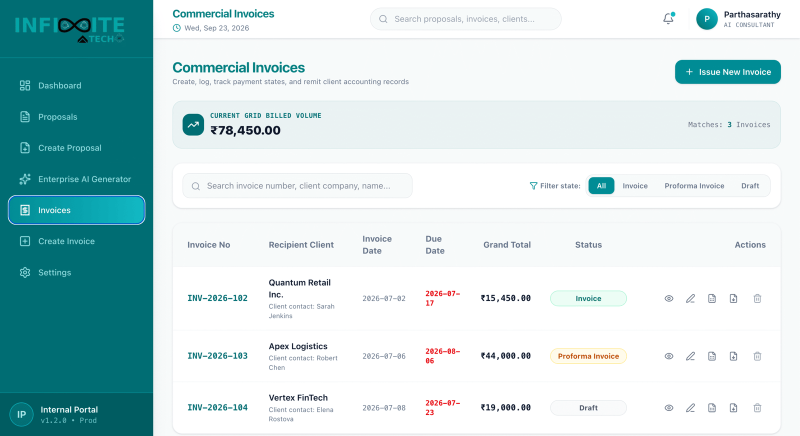 Commercial Invoices Management Hub