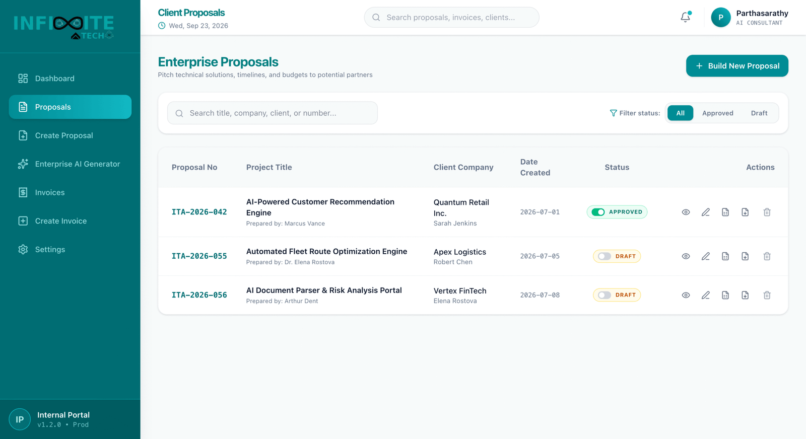Enterprise Proposals Pipeline Ledger